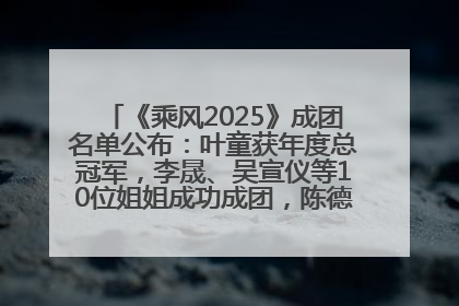 《乘风2025》成团名单公布：叶童获年度总冠军，李晟、吴宣仪等10位姐姐成功成团，陈德容获年度高光人物