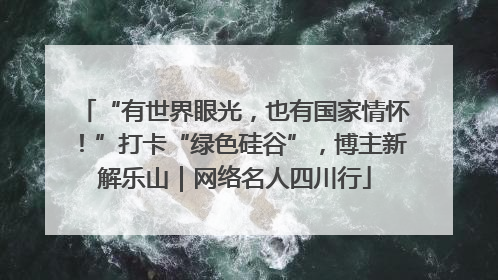 “有世界眼光，也有国家情怀！”打卡“绿色硅谷”，博主新解乐山｜网络名人四川行