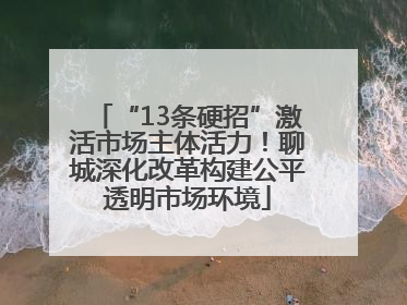 “13条硬招”激活市场主体活力！聊城深化改革构建公平透明市场环境
