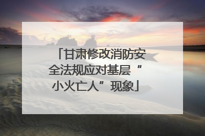 甘肃修改消防安全法规应对基层“小火亡人”现象