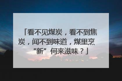看不见煤炭，看不到焦炭，闻不到味道，煤里烹“新”何来滋味？