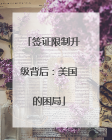 签证限制升级背后：美国的困局
