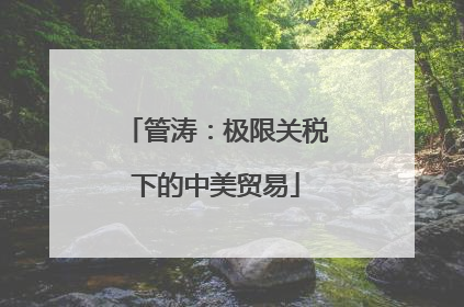 管涛：极限关税下的中美贸易