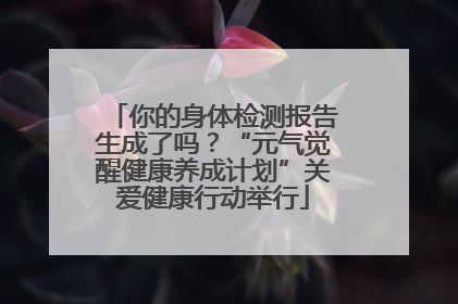你的身体检测报告生成了吗？“元气觉醒健康养成计划”关爱健康行动举行