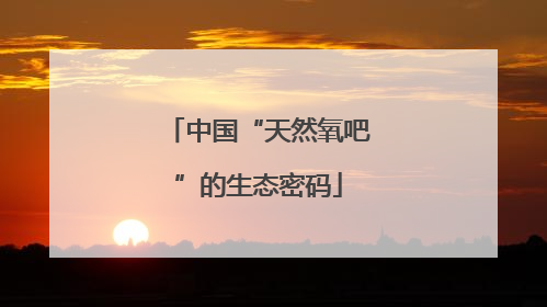 中国“天然氧吧”的生态密码