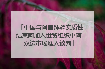 中国与阿塞拜疆实质性结束阿加入世贸组织中阿双边市场准入谈判
