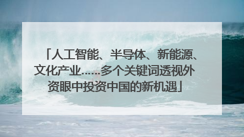 人工智能、半导体、新能源、文化产业……多个关键词透视外资眼中投资中国的新机遇