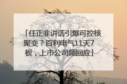 任正非讲话引爆可控核聚变？百利电气11天7板，上市公司频回应