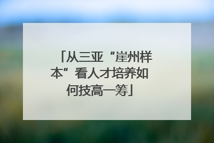从三亚“崖州样本”看人才培养如何技高一筹