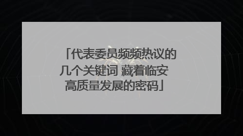 代表委员频频热议的几个关键词 藏着临安高质量发展的密码