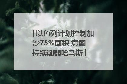 以色列计划控制加沙75%面积 意图持续削弱哈马斯