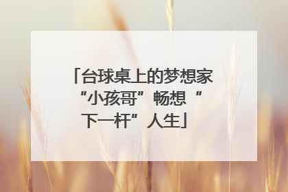 台球桌上的梦想家 “小孩哥”畅想“下一杆”人生