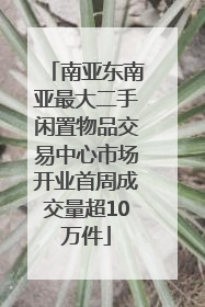 南亚东南亚最大二手闲置物品交易中心市场开业首周成交量超10万件