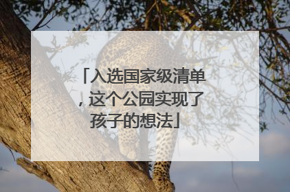 入选国家级清单，这个公园实现了孩子的想法