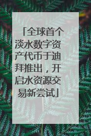 全球首个淡水数字资产代币于迪拜推出，开启水资源交易新尝试