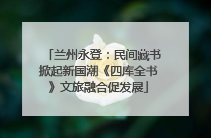 兰州永登：民间藏书掀起新国潮《四库全书》文旅融合促发展