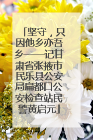 坚守，只因他乡亦吾乡——记甘肃省张掖市民乐县公安局扁都口公安检查站民警黄启元