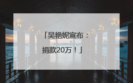 吴艳妮宣布：捐款20万！