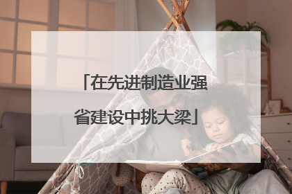 在先进制造业强省建设中挑大梁