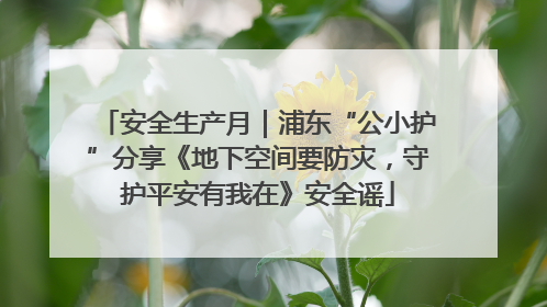 安全生产月｜浦东“公小护”分享《地下空间要防灾，守护平安有我在》安全谣