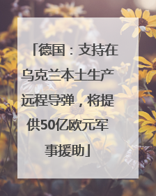 德国：支持在乌克兰本土生产远程导弹，将提供50亿欧元军事援助