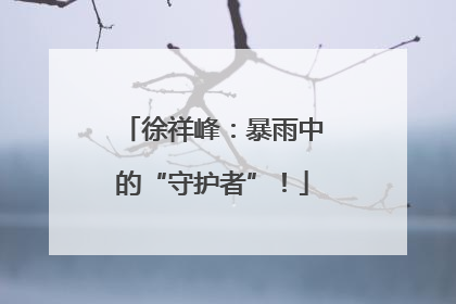徐祥峰：暴雨中的“守护者”！