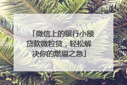 微信上的银行小额贷款微粒贷，轻松解决你的燃眉之急