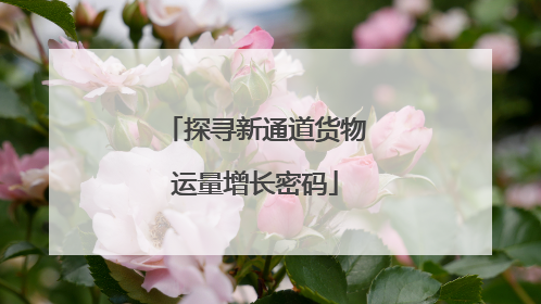 探寻新通道货物运量增长密码