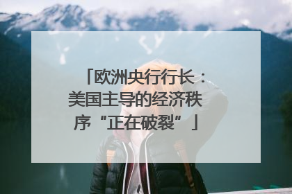 欧洲央行行长：美国主导的经济秩序“正在破裂”
