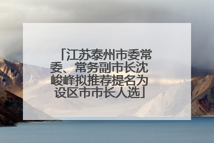 江苏泰州市委常委、常务副市长沈峻峰拟推荐提名为设区市市长人选