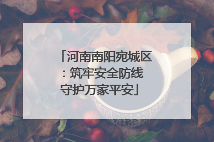河南南阳宛城区：筑牢安全防线 守护万家平安