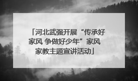河北武强开展“传承好家风 争做好少年”家风家教主题宣讲活动