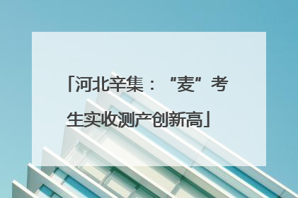 河北辛集：“麦”考生实收测产创新高