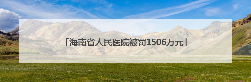 海南省人民医院被罚1506万元