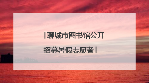 聊城市图书馆公开招募暑假志愿者