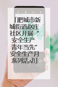 肥城市新城街道赵庄社区开展“安全生产 青年当先”安全生产月系列活动
