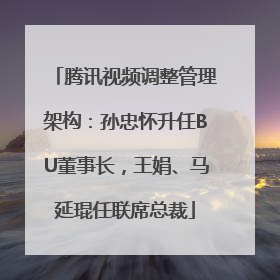 腾讯视频调整管理架构：孙忠怀升任BU董事长，王娟、马延琨任联席总裁