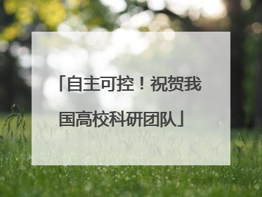 自主可控！祝贺我国高校科研团队