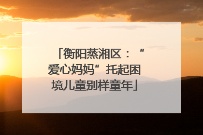 衡阳蒸湘区：“爱心妈妈”托起困境儿童别样童年