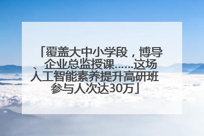 覆盖大中小学段，博导、企业总监授课……这场人工智能素养提升高研班参与人次达30万