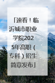 速看！临沂城市职业学院2025年高职（专科）招生简章发布
