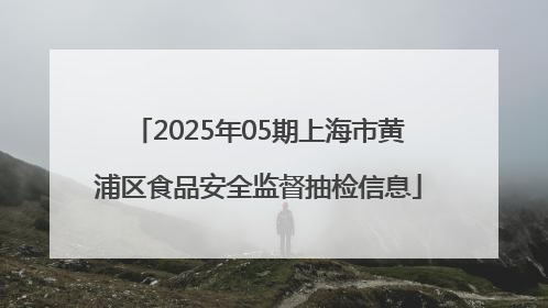 2025年05期上海市黄浦区食品安全监督抽检信息