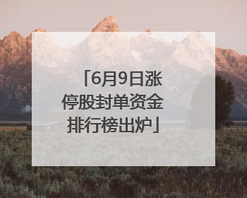 6月9日涨停股封单资金排行榜出炉